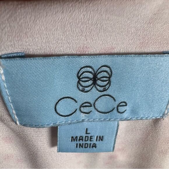 CeCe red and white dot printed peplum top size large - Picture 4 of 6